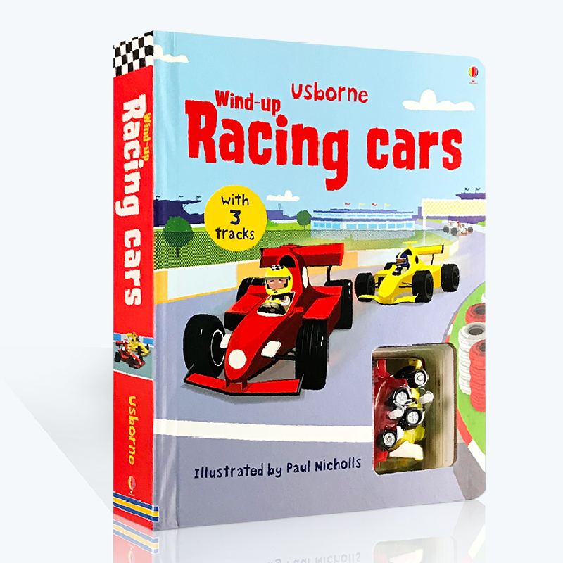 英文原版进口绘本 Usborne Wind-Up Racing Car轨道玩具车书发条赛车急速车大开本儿童游戏玩具纸板书附玩具亲子游戏操作-图3