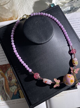 中古天某石琉璃凤眼清新国风项链