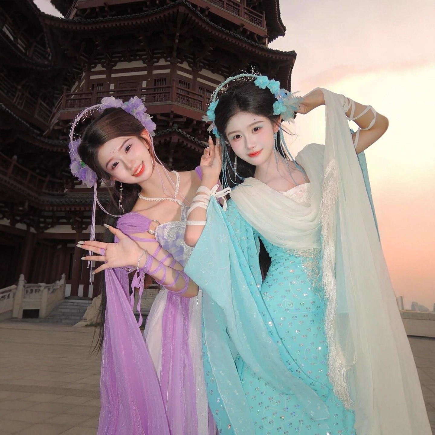 欢天喜地七仙女电视剧同款汉服女仙气飘逸夏日绝美古风连衣裙古装 - 图1