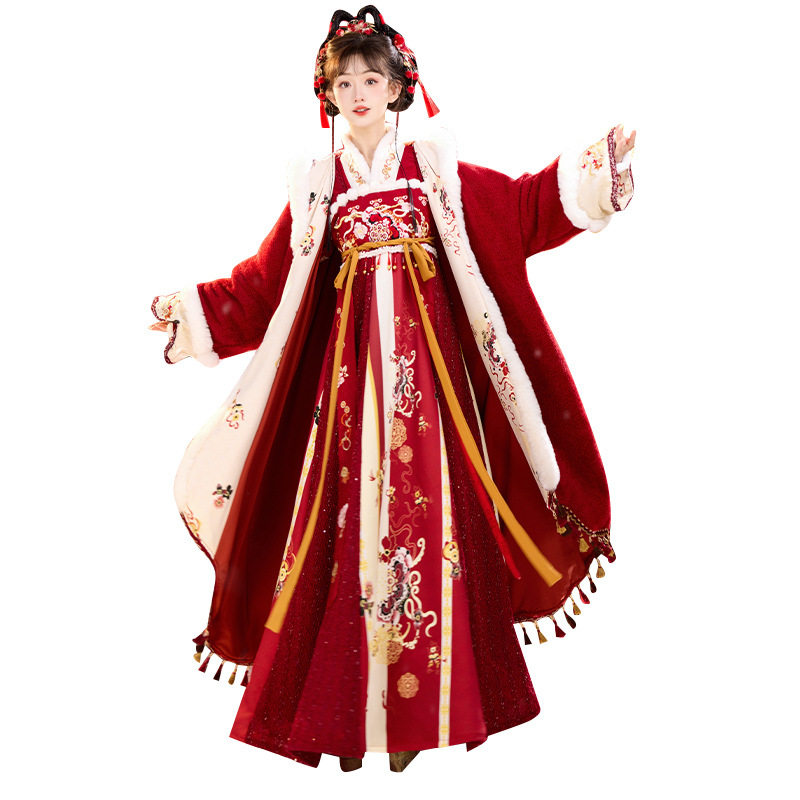 汉服女古装[小财神]拜年服马年中国风过年服加厚斗篷改良战袍冬季,淘宝优惠券,粉丝福利购,淘宝优惠卷