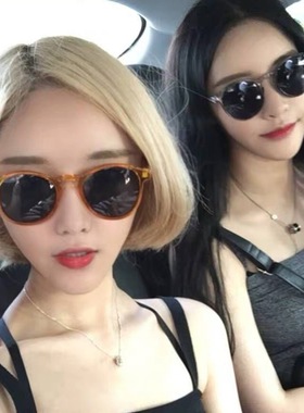 原宿圆形黄色透明网红同款墨镜