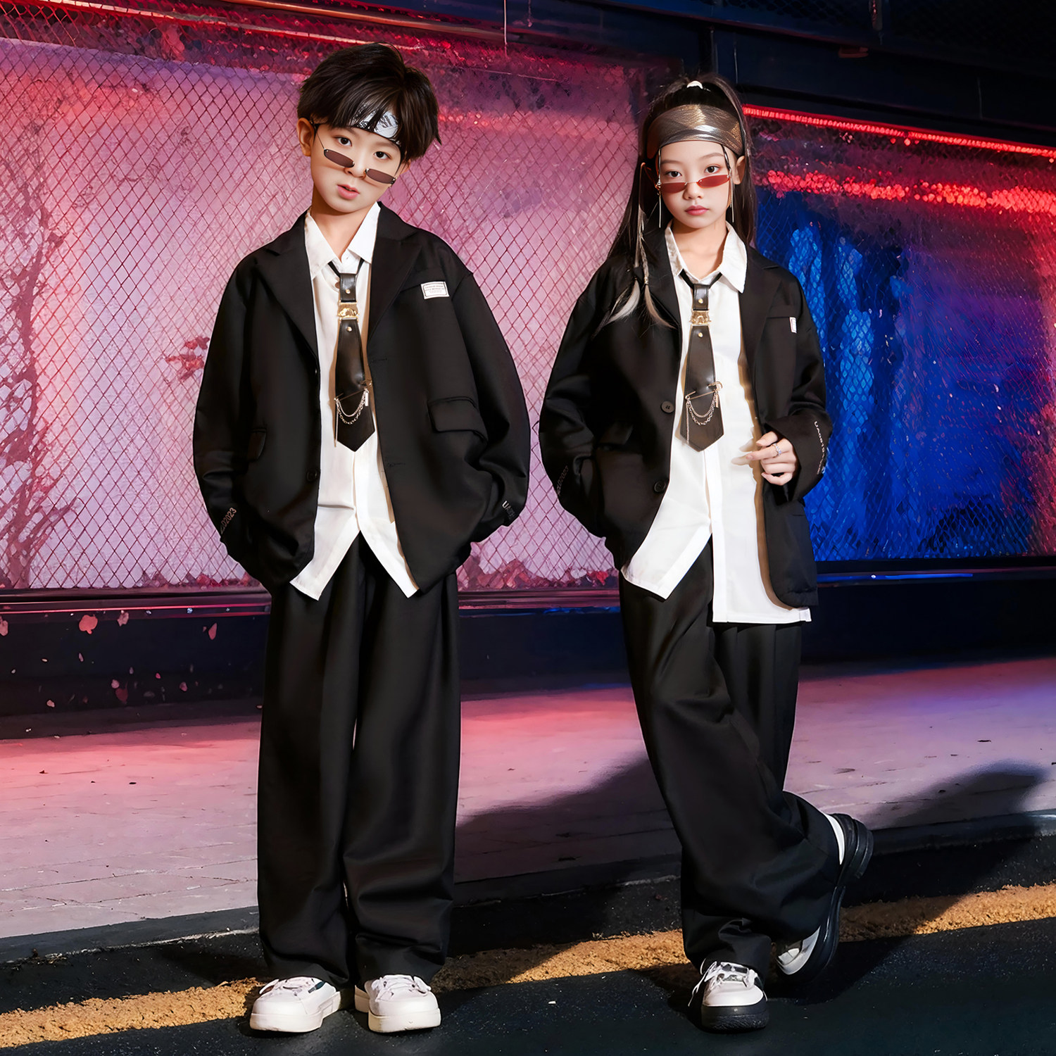 街舞儿童潮服hiphop男童衬衫团体演出服走秀西装套装架子鼓服装帅,淘宝优惠券,粉丝福利购,淘宝优惠卷