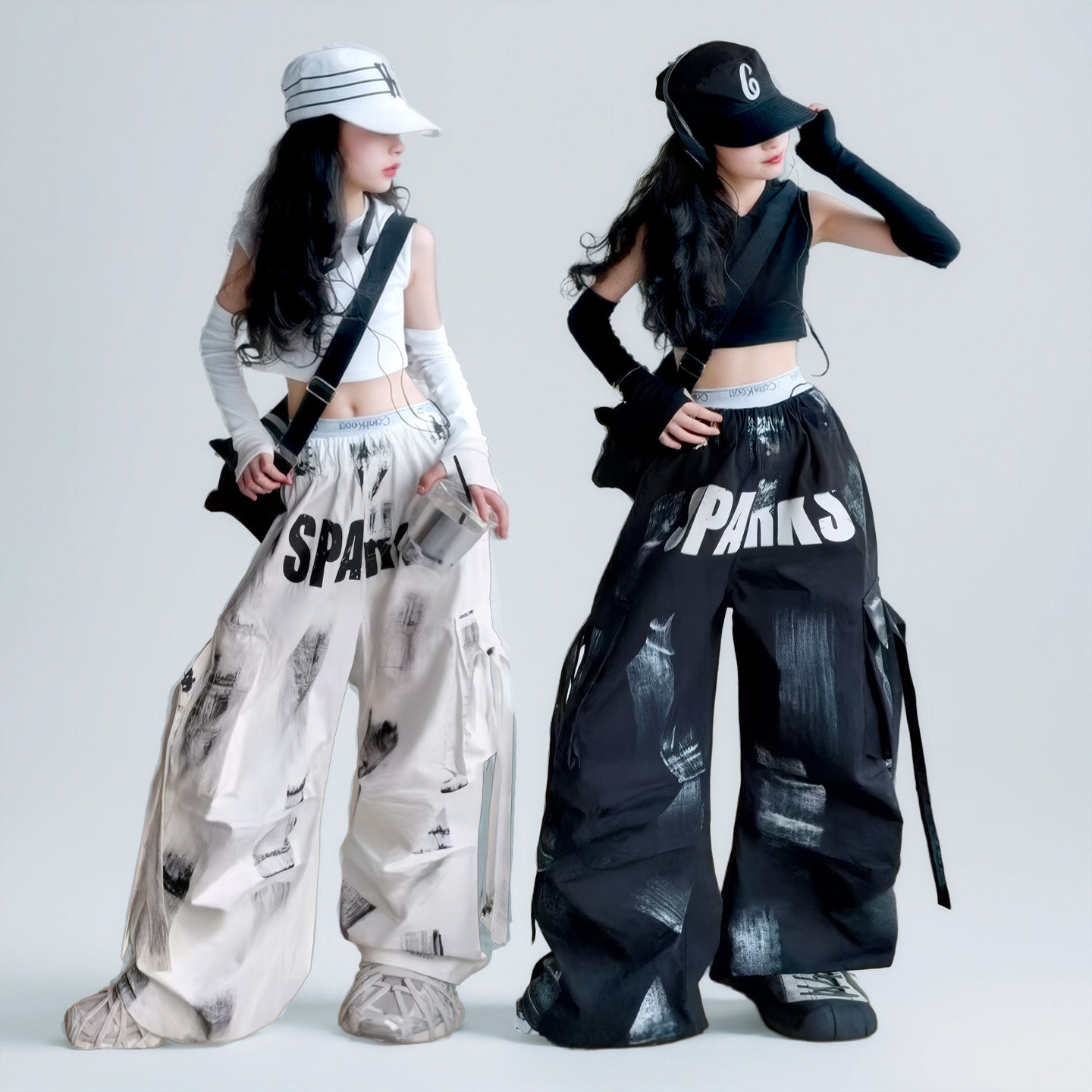 女童爵士舞服装少儿街舞嘻哈hiphop短袖潮酷女孩工装裤演出服套装,淘宝优惠券,粉丝福利购,淘宝优惠卷