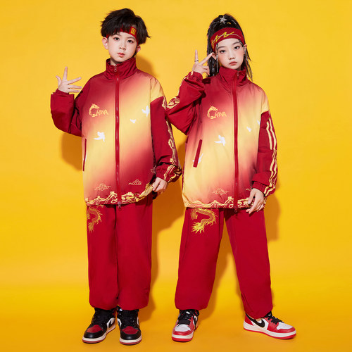 小学生运动会开幕式服装中国风儿童啦啦队演出服幼儿园班服校服秋 - 图1