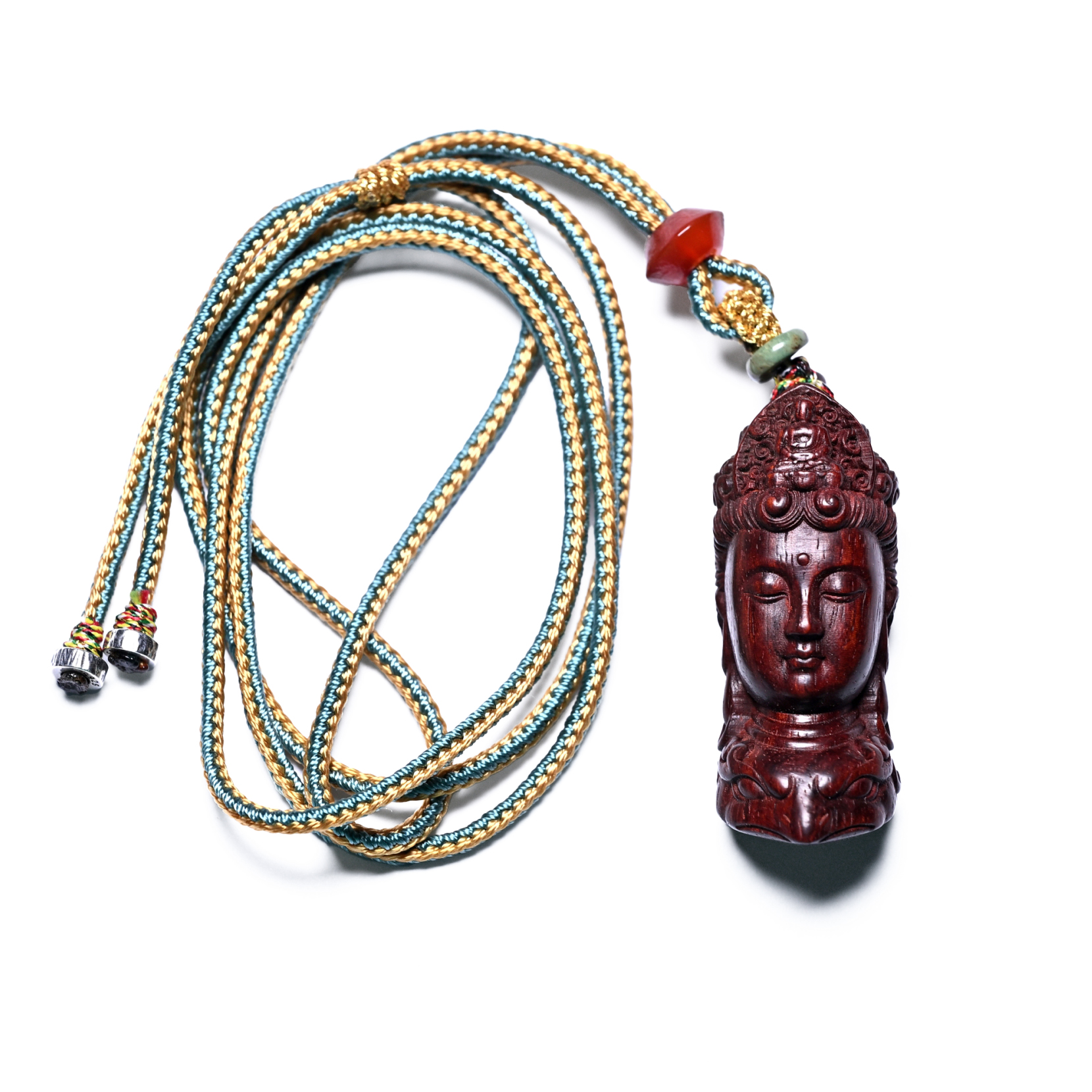 乐斋艺术·印度小叶紫檀观音吊坠守护神挂件文殊普贤菩萨项链佛牌 - 图3