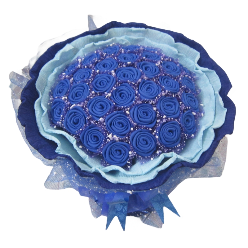 海绵折纸蓝色妖姬海棉纸玫瑰花束DIY做手工花制作材料包学习套装-图3