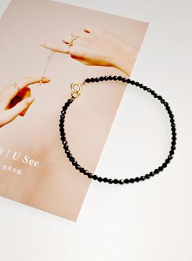 天然水晶黑尖晶手链爆闪简约小众
