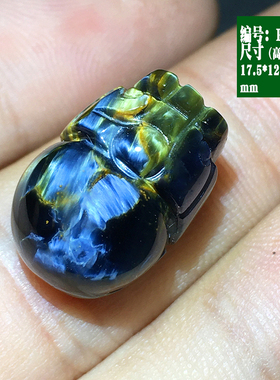 彼得石貔貅雕刻小貔貅蓝彩猫眼火彩精品手链配饰纳米比亚一物一图