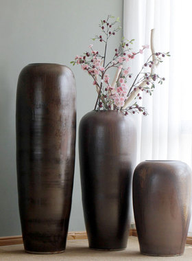 陶瓷落地花插颜色釉窑变花插欧式客厅酒店别墅摆件Z大花插插花