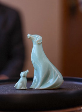 狗年装饰物景德镇陶瓷手工影青犬
