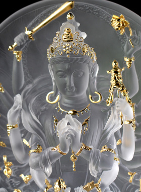 古法琉璃摆件准提菩萨佛堂摆放