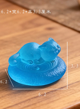 古法琉璃猫咪香插摆件