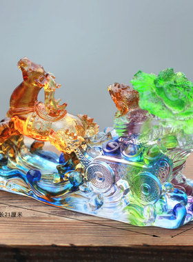 琉璃财运亨通金蟾招财风水摆件居家摆放装饰客厅桌面商务同事送礼