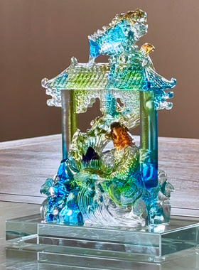 鱼跃龙门琉璃招财摆件客厅办公室