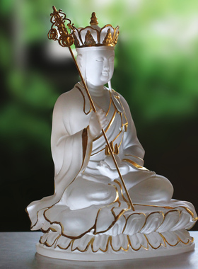 古法琉璃地藏王佛像摆件35cm贴金