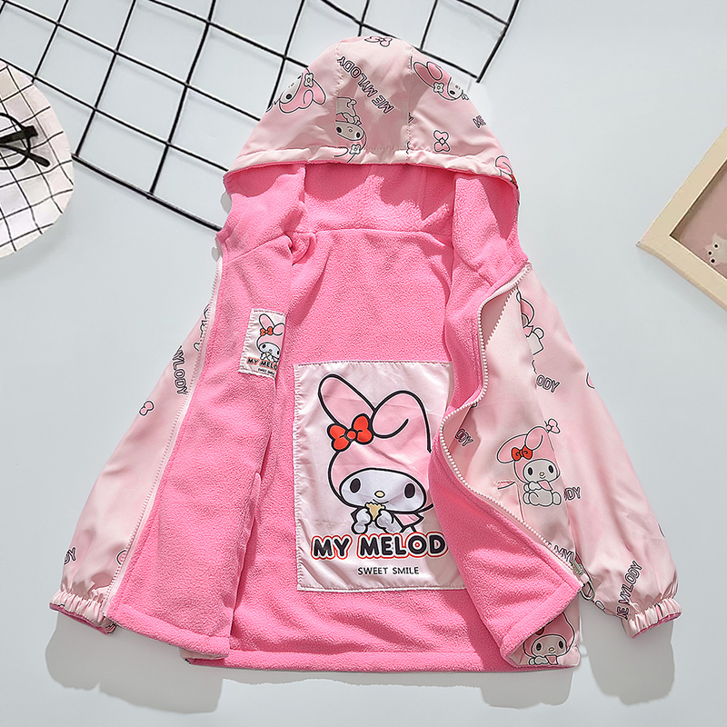 女童外套春装中大童加绒两双面穿冲锋衣洋气春秋儿童薄绒气质风衣 - 图2