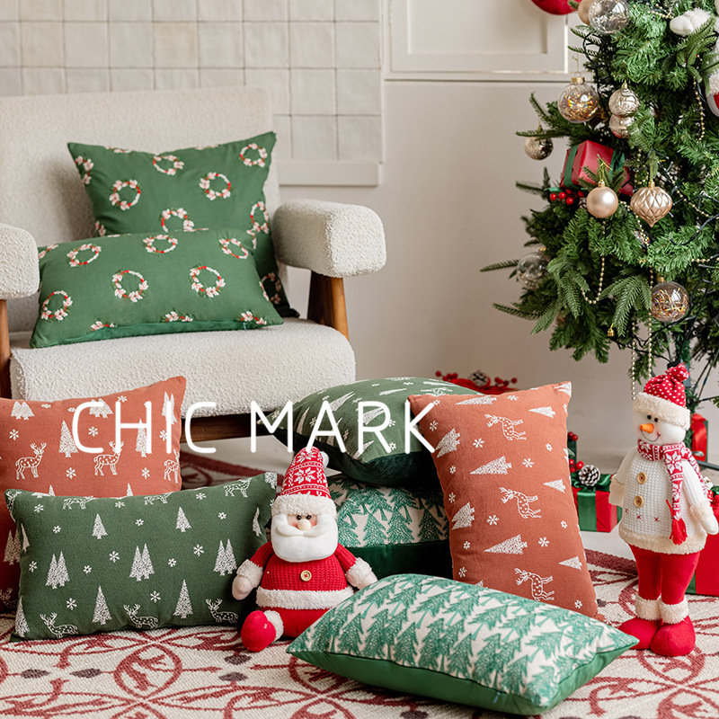 Christmas pillows, cushions, soft furnishings, decorative arrangements, Nordic light luxury pillowcases, square waist pillows