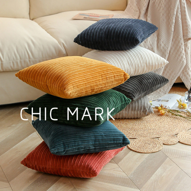 高JI ins风灯芯绒宽窄条纹绒布抱枕套卧室沙发汽车靠垫北欧现代,淘宝优惠券,粉丝福利购,淘宝优惠卷
