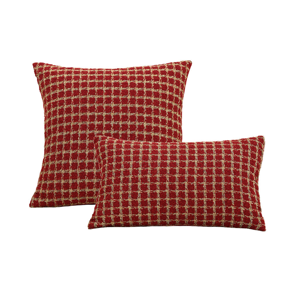 红色格纹小香风节日喜庆法式轻奢客厅抱枕靠垫样板间软装抱枕套,淘宝优惠券,粉丝福利购,淘宝优惠卷