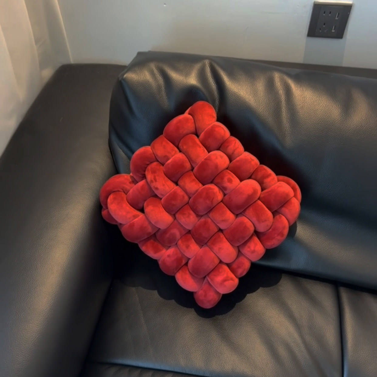 新年圣诞节日结婚礼物纯色氨纶方形编织椅垫坐垫沙发靠背毛绒靠枕,淘宝优惠券,粉丝福利购,淘宝优惠卷