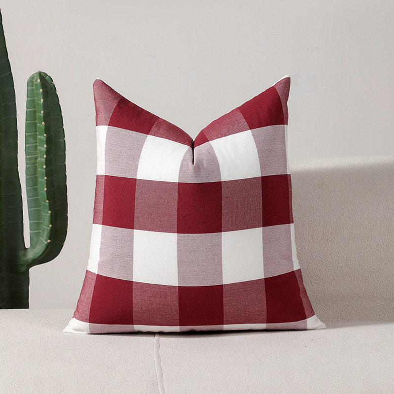 红色大小格北欧沙发抱枕靠垫家用客厅办公室靠背汽车靠枕抱枕套,淘宝优惠券,粉丝福利购,淘宝优惠卷