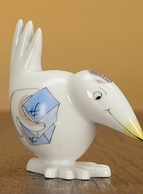 趣味小鸟参观者小型瓷偶摆件