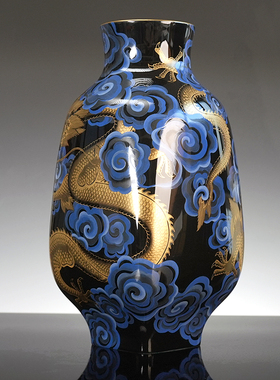 FINEART祥龙戏云纹花瓶摆件