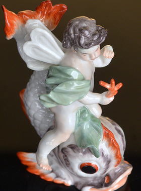 凯德勒原型海豚天使人偶瓷塑