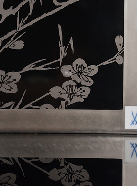 伊藤若冲绘黑色釉铂金桃花