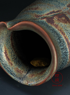 佐佐木禅天目铁釉挂花花器