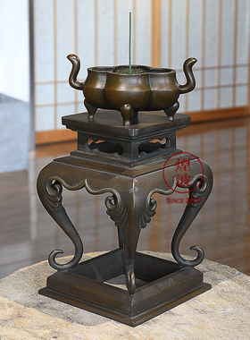 陈巧生巧生炉纯铜香几正方形