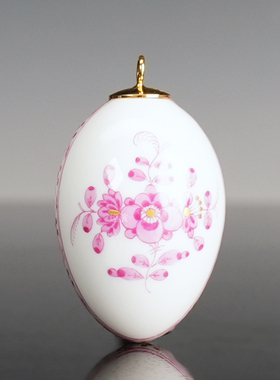 粉色印度花卉彩绘描金挂饰