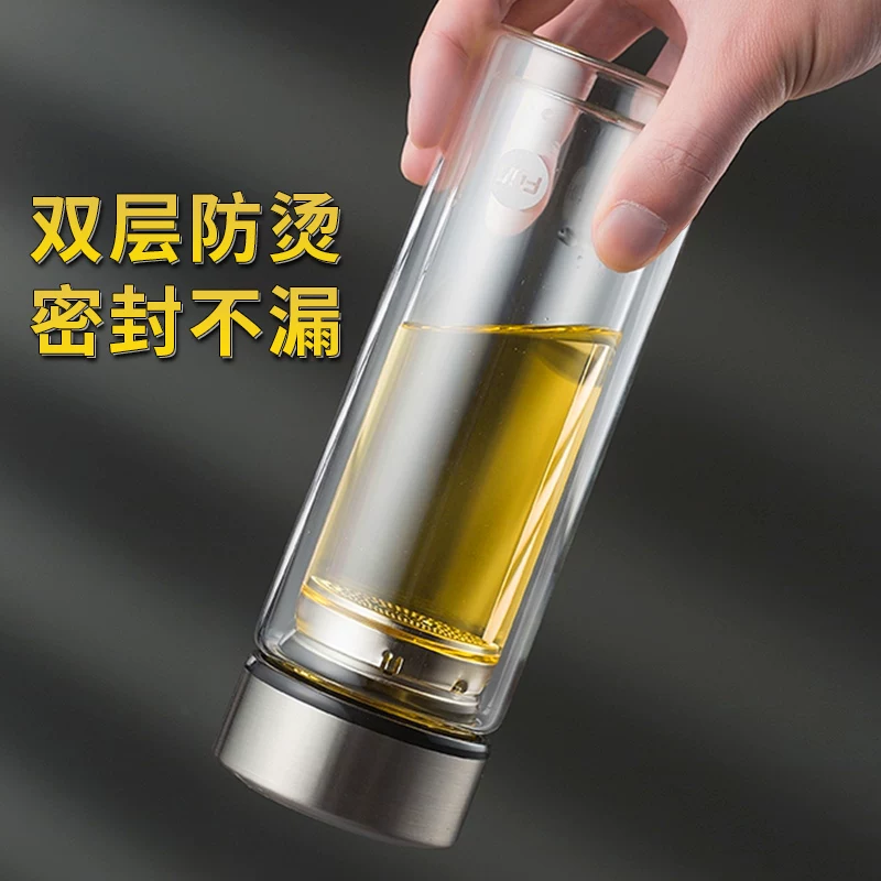 Стеклянная двойной стенки чашка для чая из буросиликатного стекла Fuguang, подлинная термоизоляция, ударопрочная, новая модель 2025 года, мужская кружка для воды