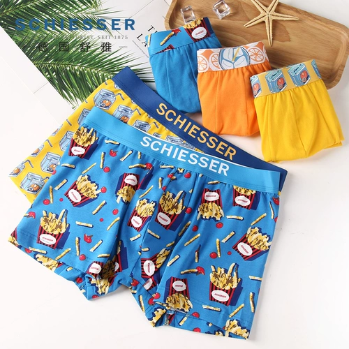 Смешанный цвет 2 установлен Schiesser Shuya Fresh Cotton Hetchabless Comptasting Color Print Middle Middle Isles
