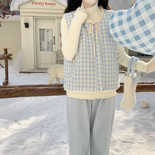 【Dear YN】温柔软糯波浪木耳边中领打底衫加绒加厚内搭上衣女冬 - 图3