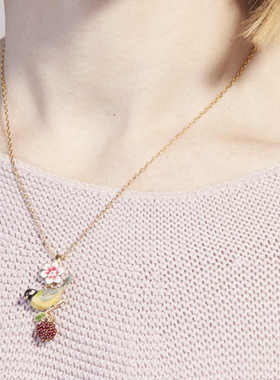 18k包金欧美少女手绘珐琅吊坠