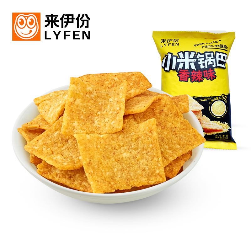 来伊份小米锅巴78g*4袋膨化食品好吃的小零食小吃休闲解馋小包装 - 图0