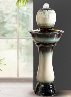 陶瓷喷泉循环流水雾化加湿器水景轮欧式客厅玄关落地摆件
