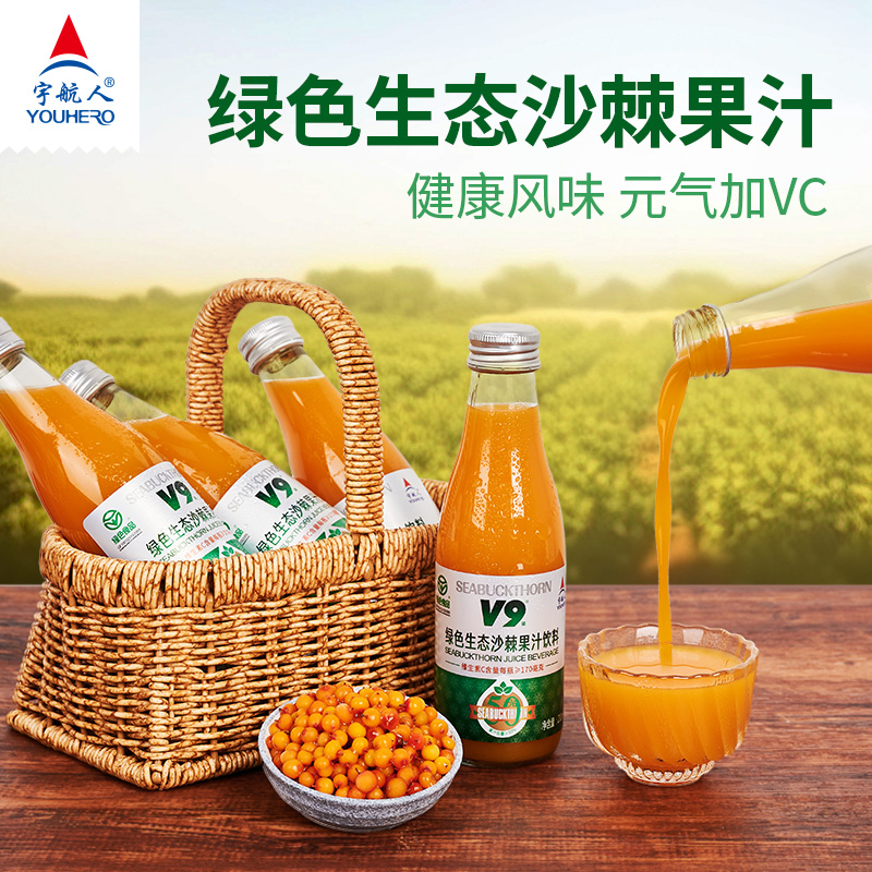 宇航人绿色生态沙棘汁鲜榨沙棘果汁饮料0色素0防腐剂210ml*10瓶 - 图0