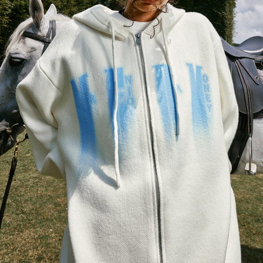 MEDM sweater cardigan cotton hooded basic printing