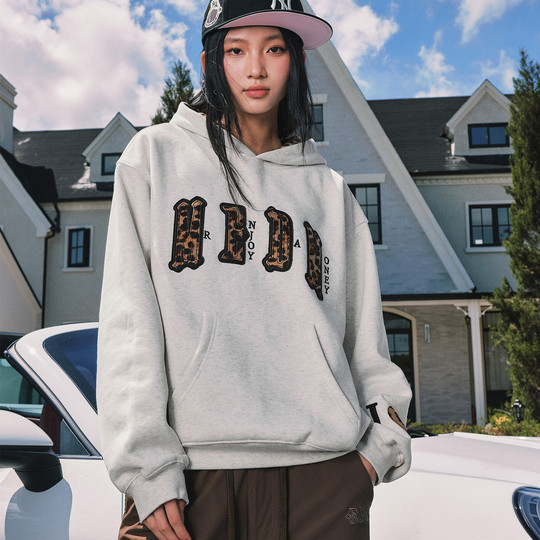 MEDM American retro leopard print hooded sweatshirt