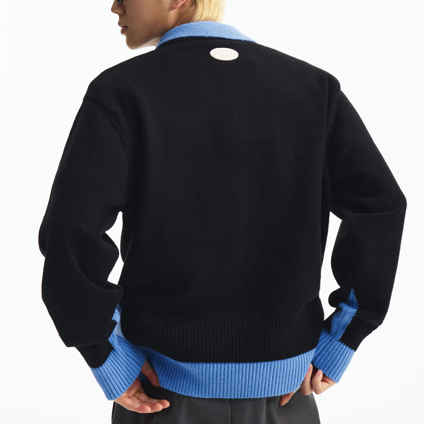 MEDM 撞色POLO领假两件叠穿薄款毛衣潮流男女老钱风休闲针织衫冬,淘宝优惠券,粉丝福利购,淘宝优惠卷