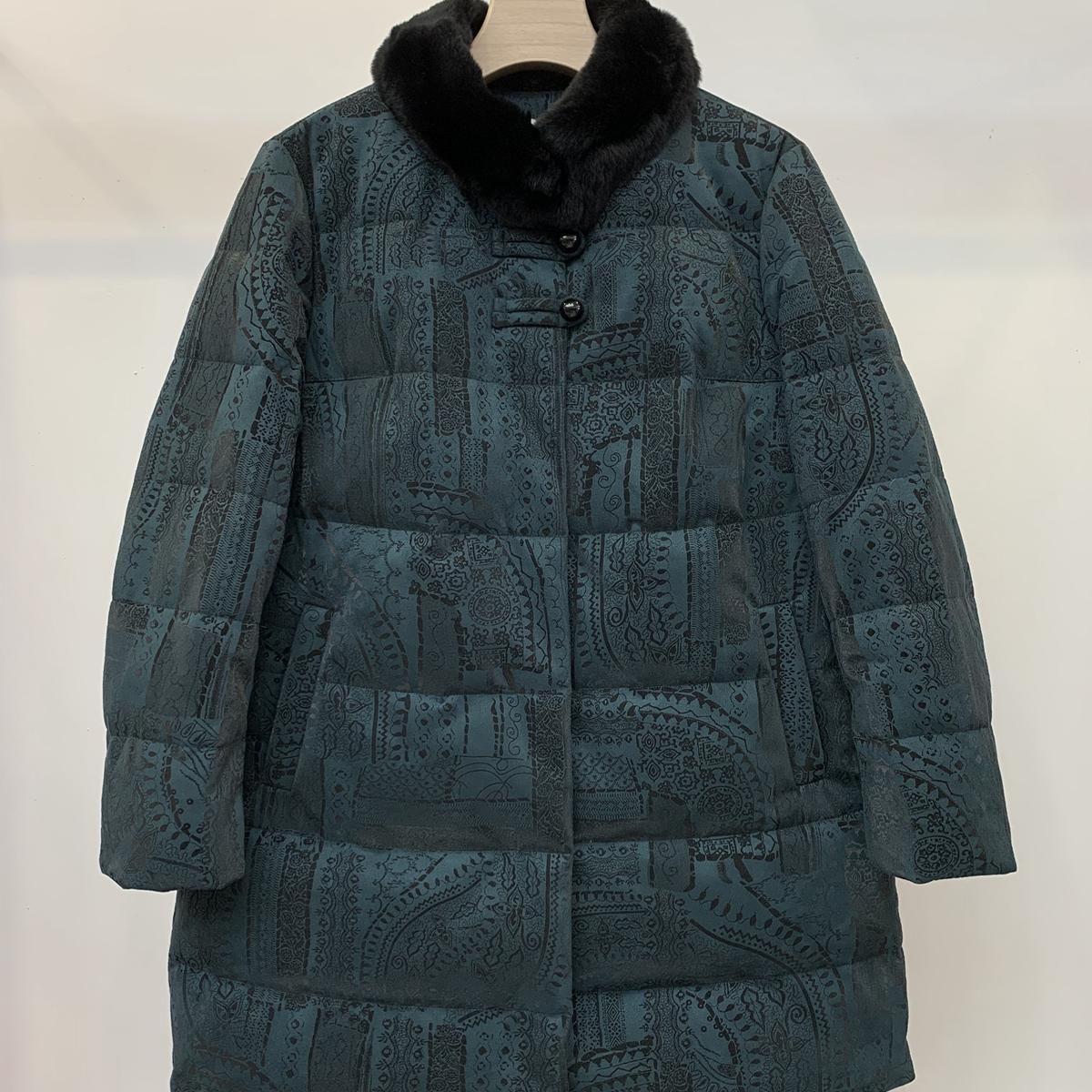 Q94047羽绒服女中长款妈妈冬装加厚外套奶奶白鸭绒獭兔毛领秋之歌