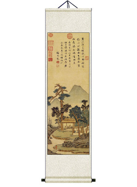 丝绸画卷轴成品精美装饰画