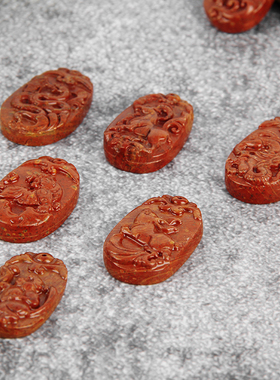 正宗泗滨砭石十二生肖吊坠天然泗水红砭石项坠本命年生日礼物