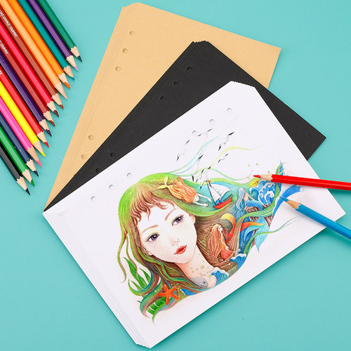 活页B5黑纸本子手绘全黑内页DIY活页夹黑卡纸本加厚空白黑卡纸活页手绘本牛皮纸影集纪念册记事本A5画画本子 - 图1