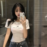 Хлопковая сексуальная приятная телу футболка, круглый воротник, в обтяжку