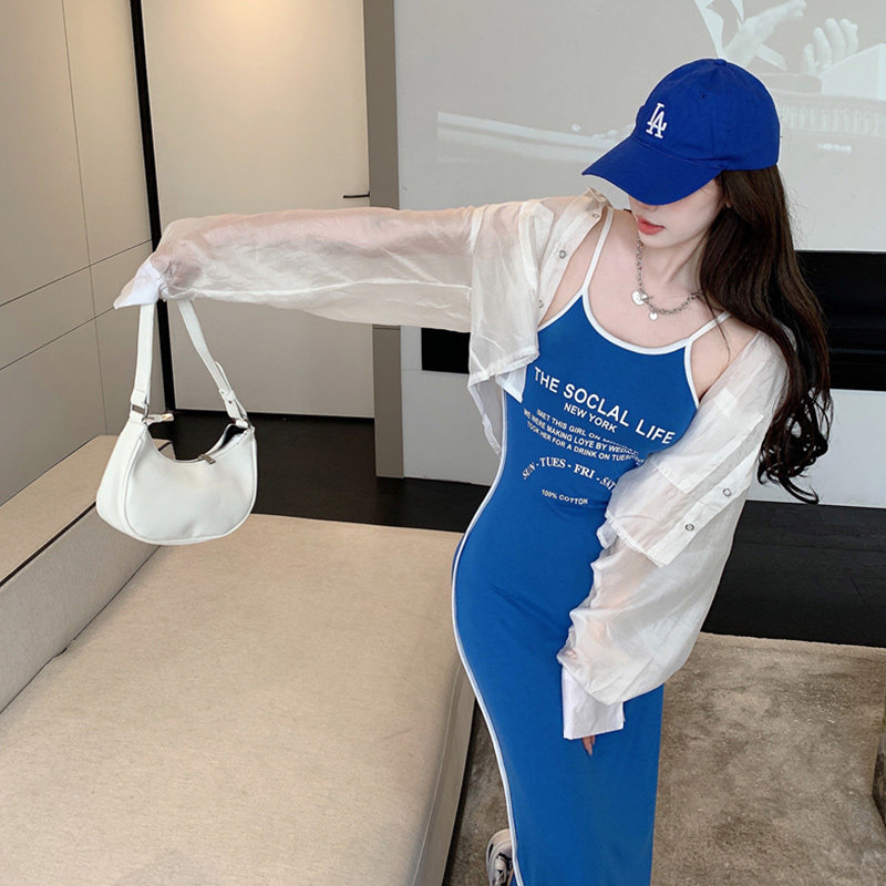 修身吊带夏仙气甜美新款长袖连衣裙 nurtureone妮茨维旗舰时尚套装