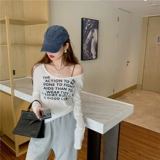 Белая футболка, приталенный лонгслив, коллекция 2022, с рукавом