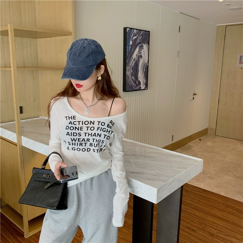 Белая футболка, приталенный лонгслив, коллекция 2022, с рукавом